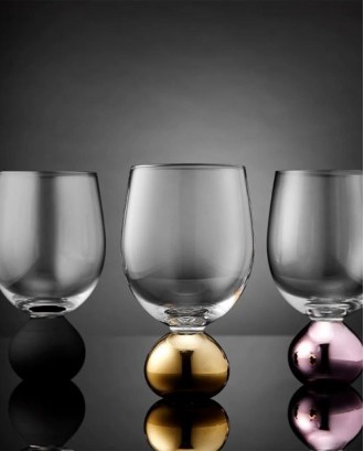 Set 2 pahare pentru vin, sticla cristalina, Astrid Gold - SIMONA'S COOKSHOP